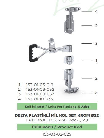 DELTA PLASTIKLI MIL KOL SET KROM CAP 22
